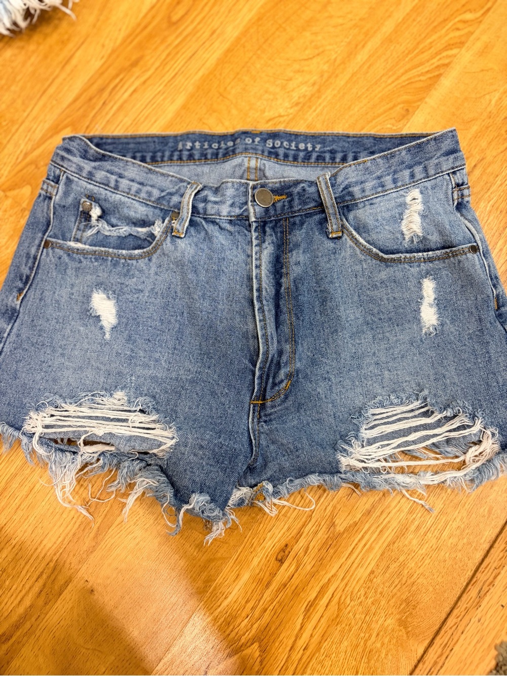 Distressed Light Blue Denim Women’s Shorts